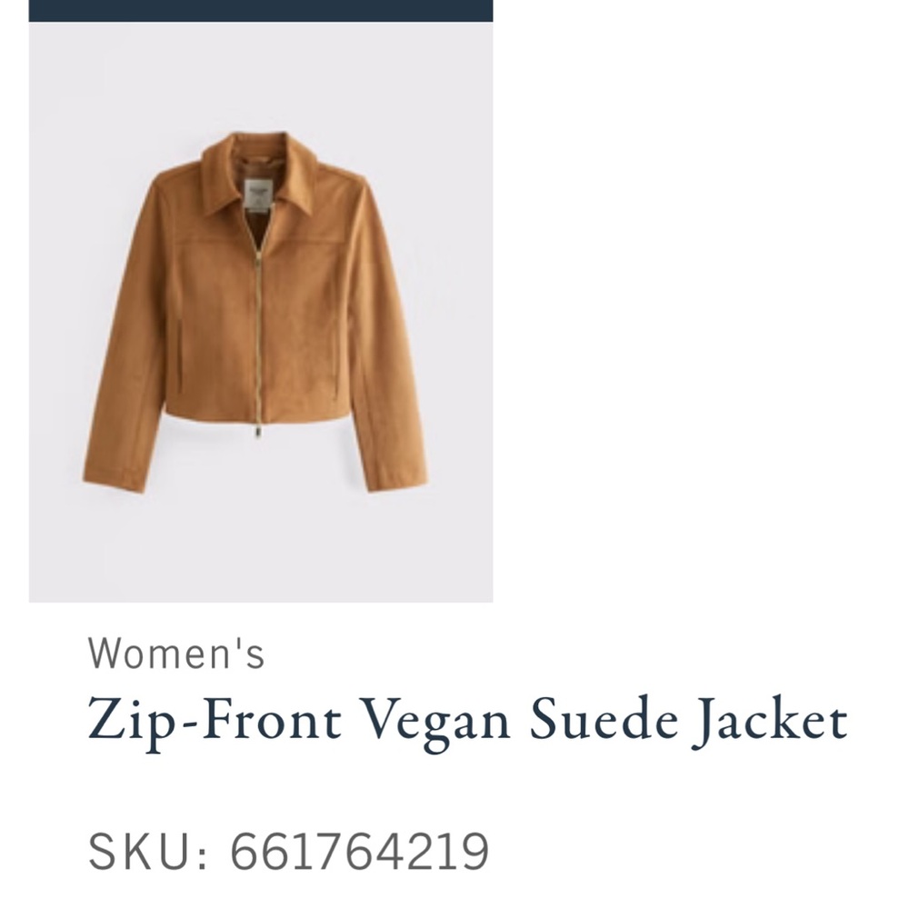 Abercrombie Vegan Suede Zip-Front Jacket
